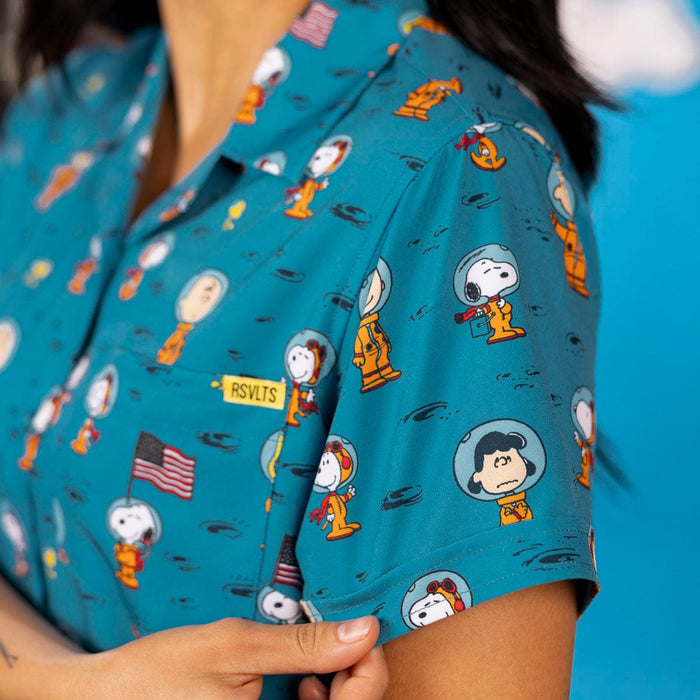 RSVLTS Peanuts Women's Short Sleeve Shirt Peanuts "Astro 'Nuts" – Women's KUNUFLEX Short Sleeve Shirt  Peanuts "Astro 'Nuts" – Women's KUNUFLEX Short Sleeve Shirt