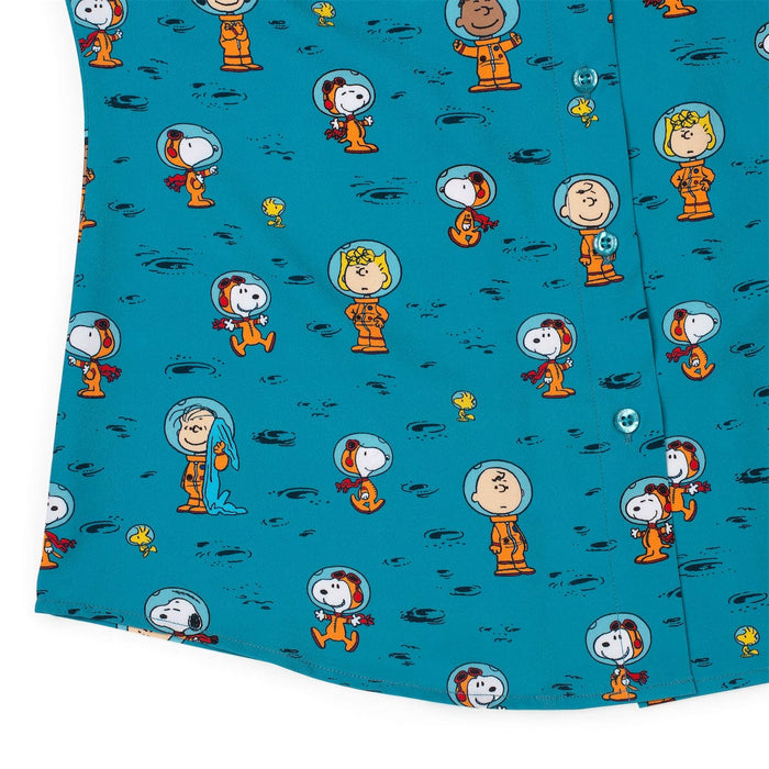 RSVLTS Peanuts Women's Short Sleeve Shirt Peanuts "Astro 'Nuts" – Women's KUNUFLEX Short Sleeve Shirt  Peanuts "Astro 'Nuts" – Women's KUNUFLEX Short Sleeve Shirt