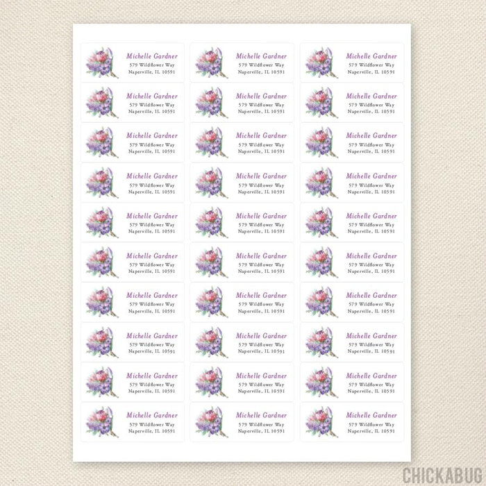 Pink and Purple Bouquet Address Labels