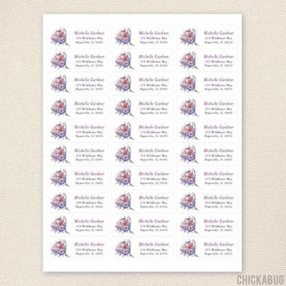 Pink and Purple Bouquet Address Labels