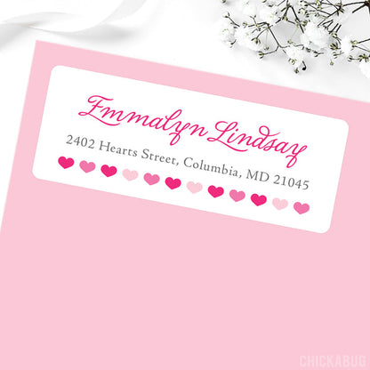 Pink Hearts Address Labels