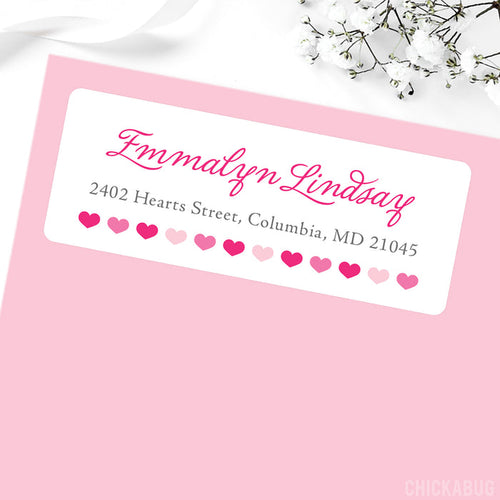 Pink Hearts Address Labels