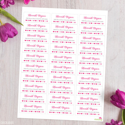 Pink Hearts Address Labels