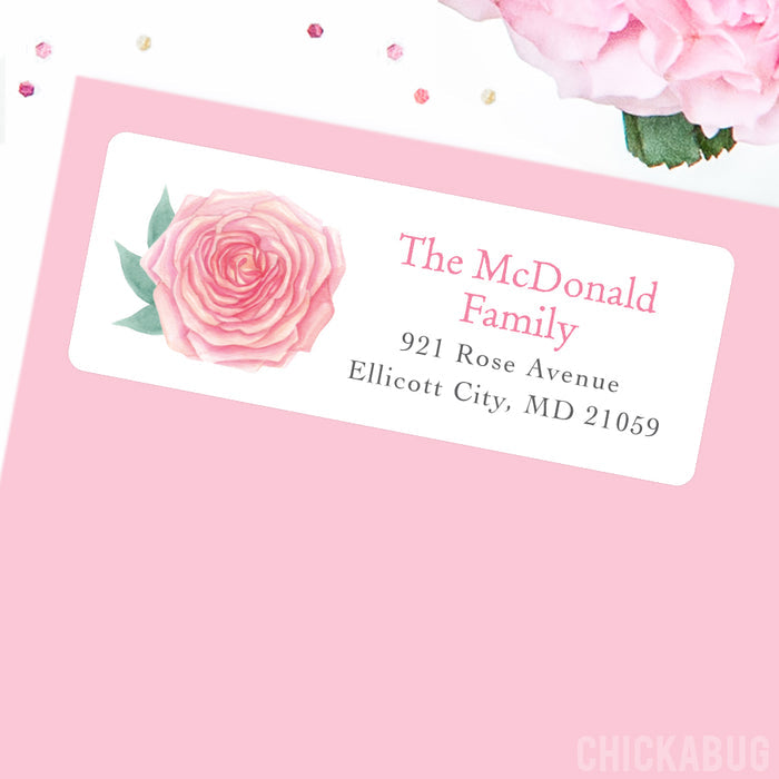 Pink Rose Address Labels