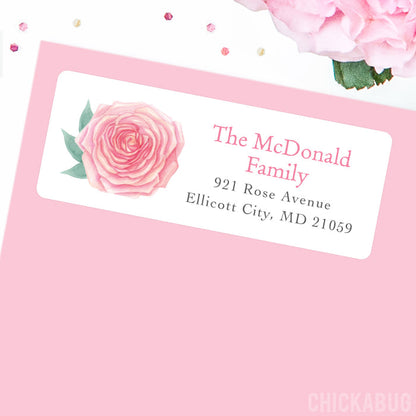 Pink Rose Address Labels