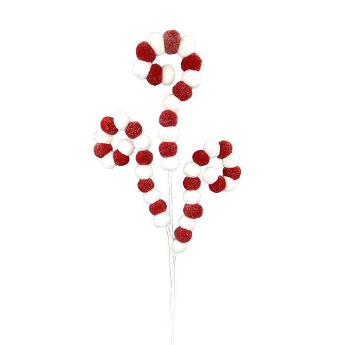 Pom Pom Curly Spray, Red and White