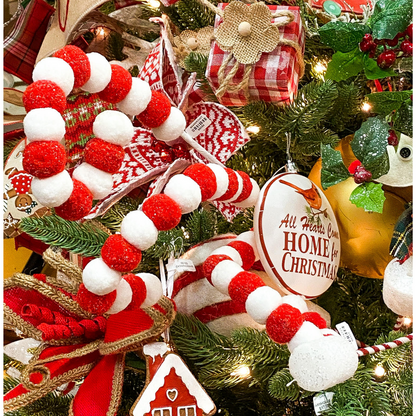 Pom Pom Curly Spray, Red and White