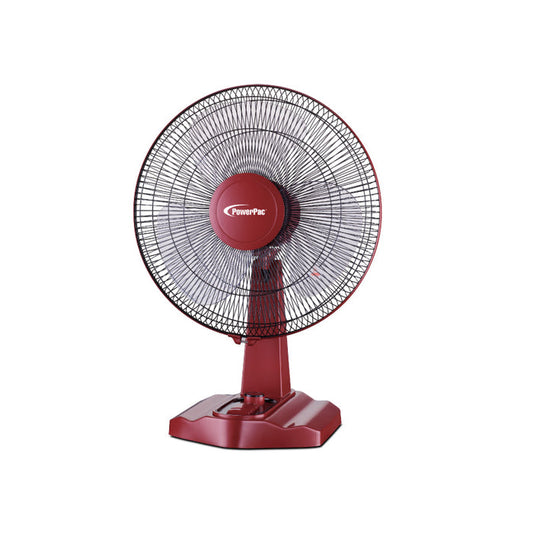 PowerPac 16" Desk Fan – High Velocity, Adjustable Tilt, Oscillation, Timer, Durable, Overheat Protection, 3-Speed, red, PPTF16