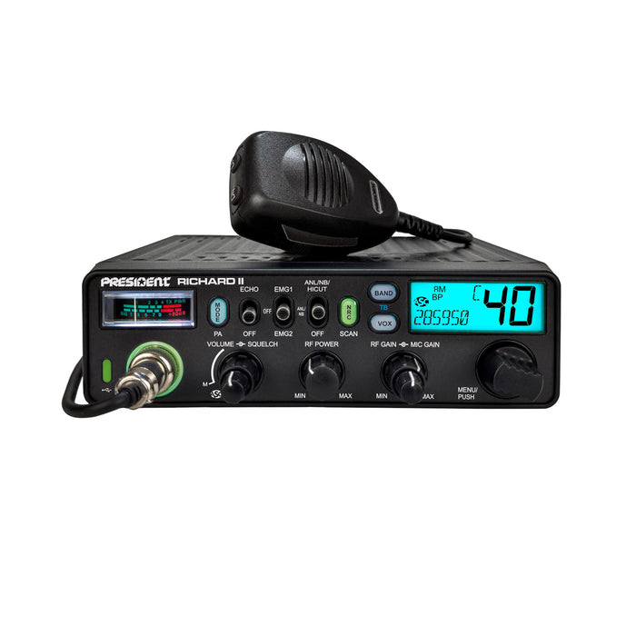 President Richard II 10M Ham Radio Cyan Display | Right Channel Radios