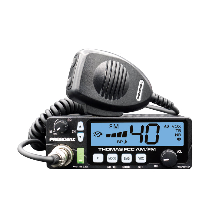 President Thomas AM/FM CB Radio - Cyan Display | Right Channel Radios