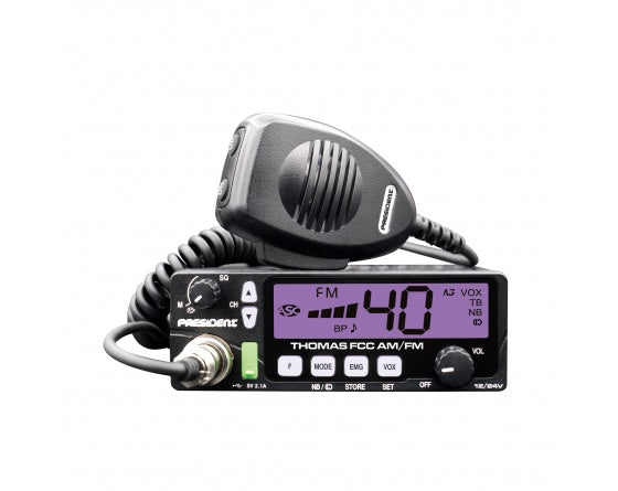 President Thomas AM/FM CB Radio - Purple Display | Right Channel Radios