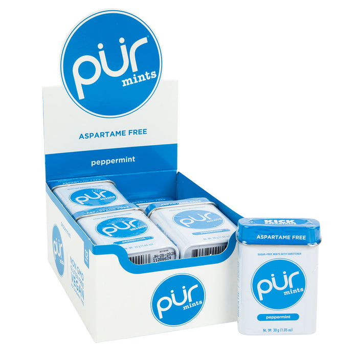 PUR Peppermint Hard Candy Mints Tin - 12 Count
