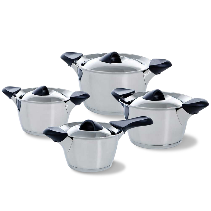 Q-linair Classic pannenset 4-delig zilver vooraanzicht