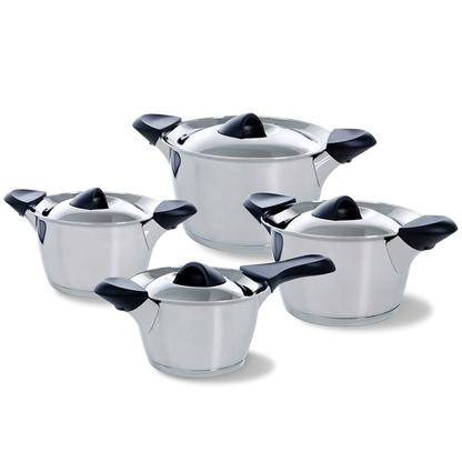 Q-linair Classic pannenset 4-delig zilver vooraanzicht