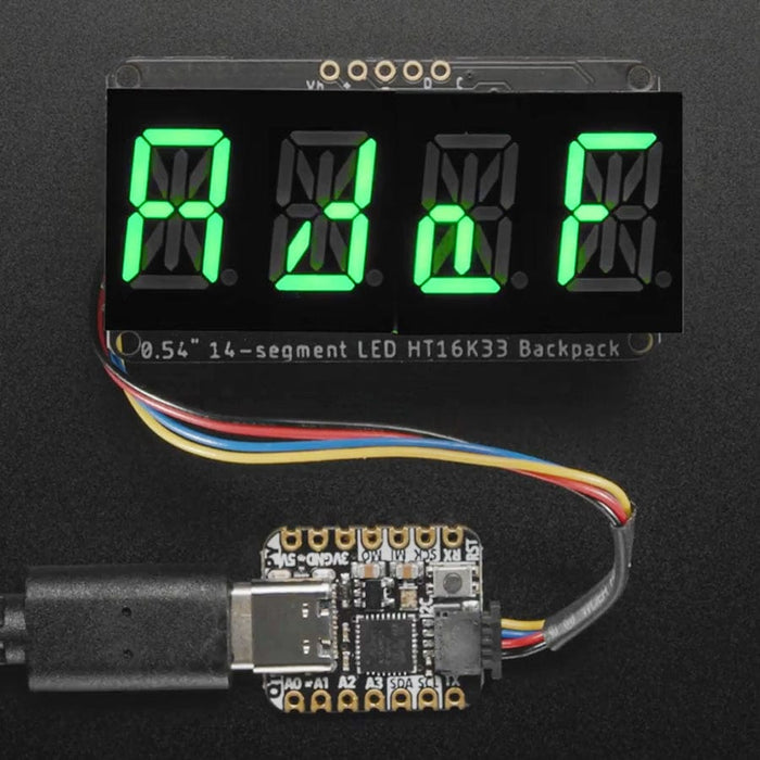 Quad Alphanumeric Display - Pure Green 0.54" Digits w/ Backpack - STEMMA QT / Qwiic by Adafruit - The Pi Hut