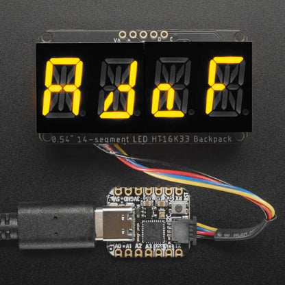 Quad Alphanumeric Display - Yellow 0.54" Digits w/ I2C Backpack - STEMMA QT / Qwiic by Adafruit - The Pi Hut
