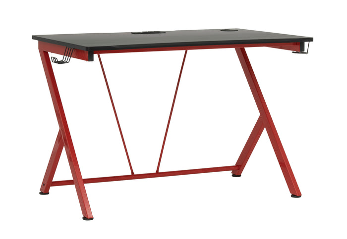 Quest PC Gaming/Computer/Student Desk (52" Wide) w/Charging Station, Red / Black 51254