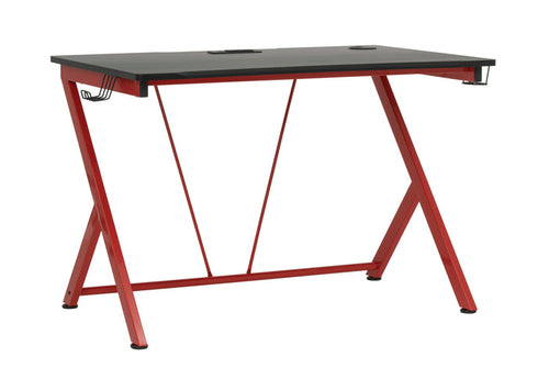 Quest PC Gaming/Computer/Student Desk (52" Wide) w/Charging Station, Red / Black 51254