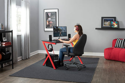 Quest PC Gaming/Computer/Student Desk (52" Wide) w/Charging Station, Red / Black 51254