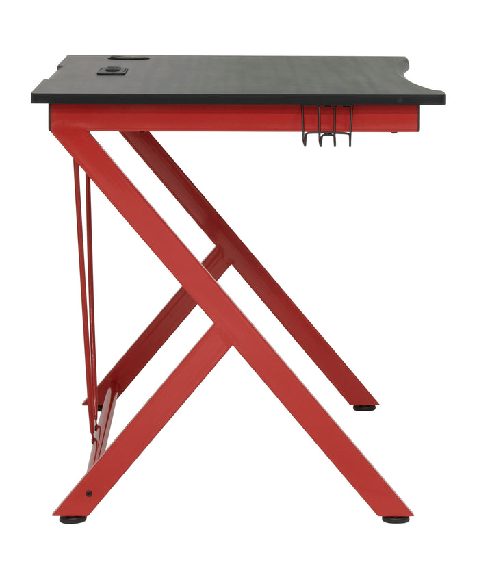 Quest PC Gaming/Computer/Student Desk (52" Wide) w/Charging Station, Red / Black 51254