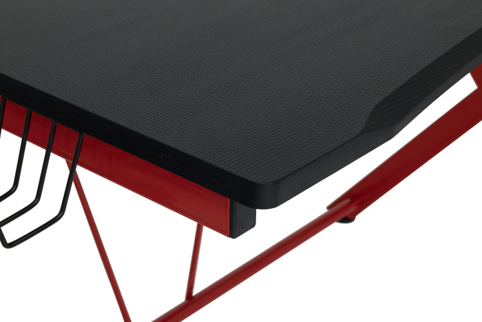 Quest PC Gaming/Computer/Student Desk (52" Wide) w/Charging Station, Red / Black 51254