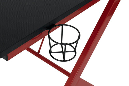 Quest PC Gaming/Computer/Student Desk (52" Wide) w/Charging Station, Red / Black 51254