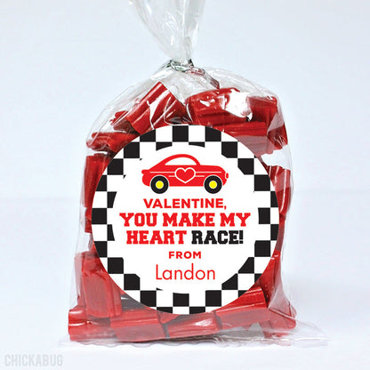 Race Car Valentine's Day Stickers