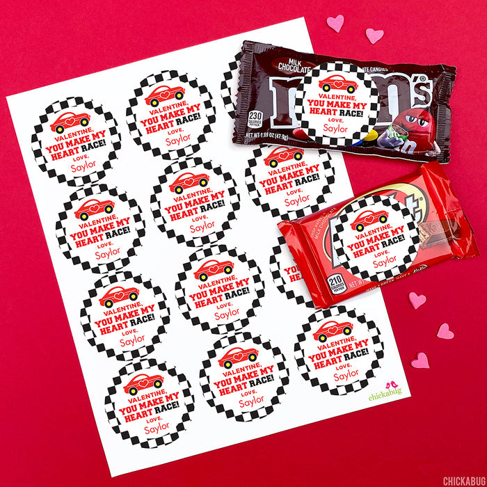 Race Car Valentine's Day Stickers