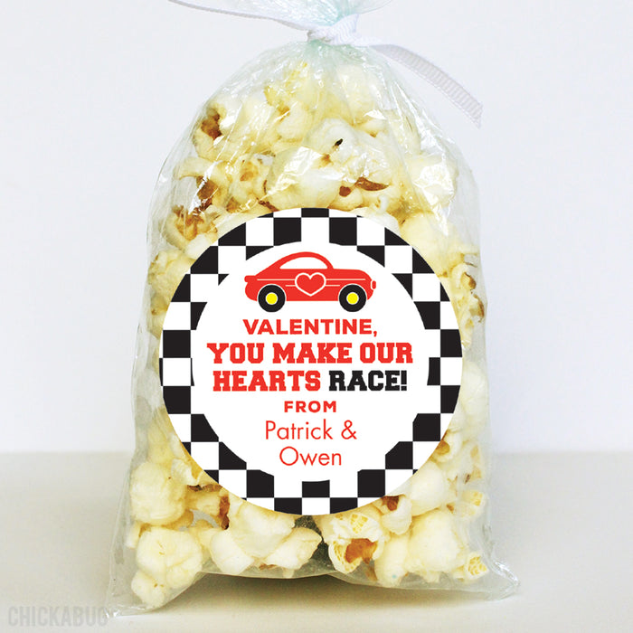 Race Car Valentine's Day Stickers