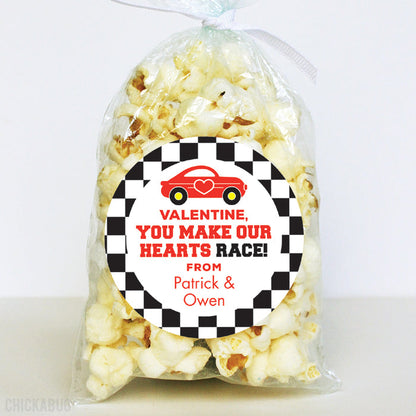 Race Car Valentine's Day Stickers