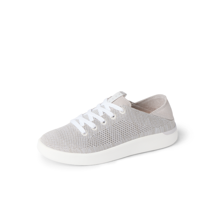 Reef Neptune women's shoe facing left, light grey breathable knit with soft cushioning and arch support for comfort.