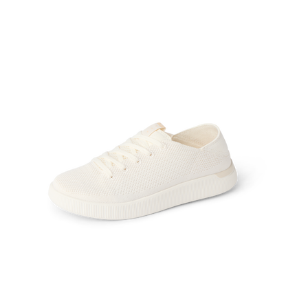 Reef Neptune women's cream knit sneaker facing left, breathable, lightweight, anatomically supportive, beach-inspired comfort.