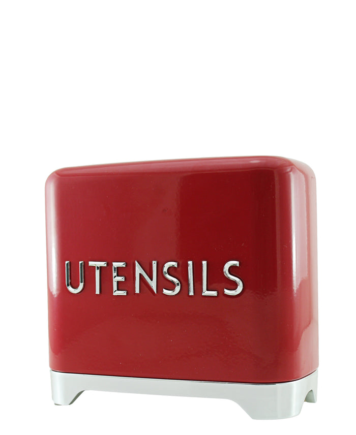Retro Utensils Tin - Red & Silver