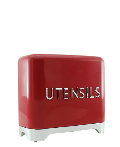 Retro Utensils Tin - Red & Silver