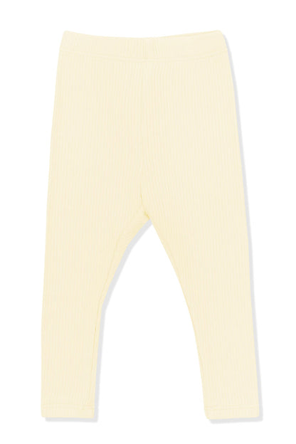 Product photo of the Ribbed Leggings in Chamomile on a white background