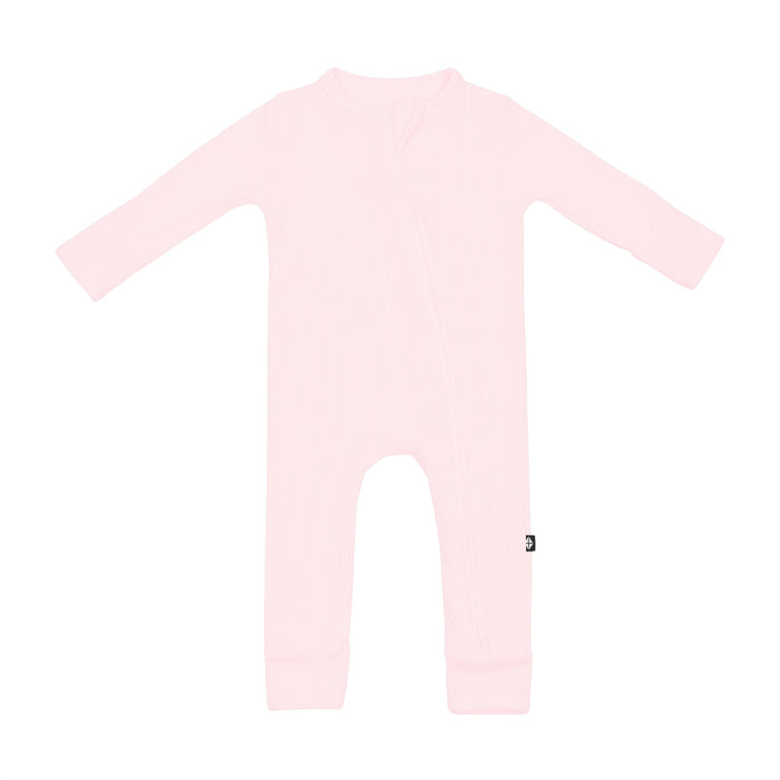 Kyte Baby Ribbed Zippered Romper in Sakura pink