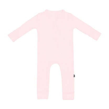 Kyte Baby Ribbed Zippered Romper in Sakura pink