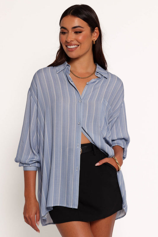 Petal and Pup USA TOPS Rixo Button Down Top - Blue Stripe