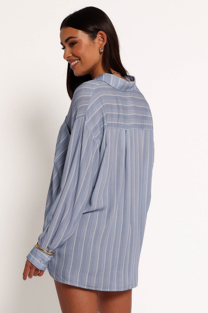 Petal and Pup USA TOPS Rixo Button Down Top - Blue Stripe