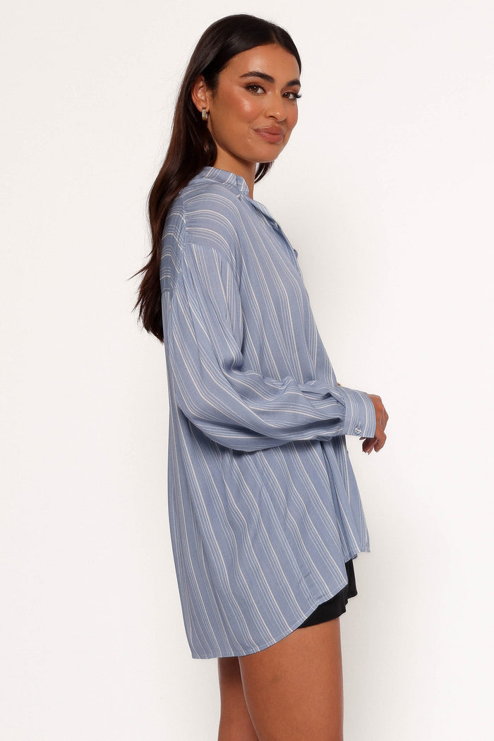 Petal and Pup USA TOPS Rixo Button Down Top - Blue Stripe