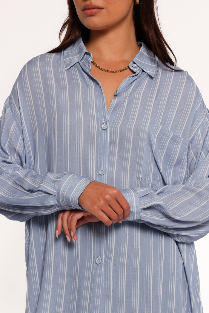 Petal and Pup USA TOPS Rixo Button Down Top - Blue Stripe