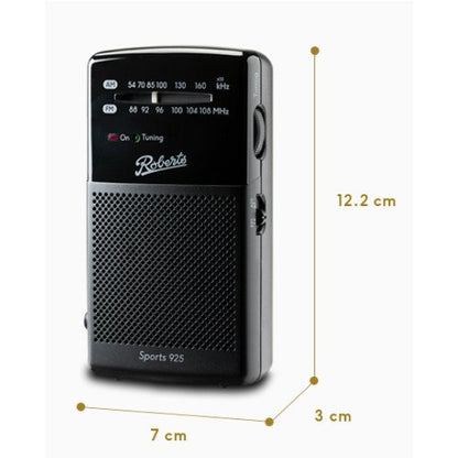Roberts Sports 925 MW FM 2 Band Battery Portable Radio Black