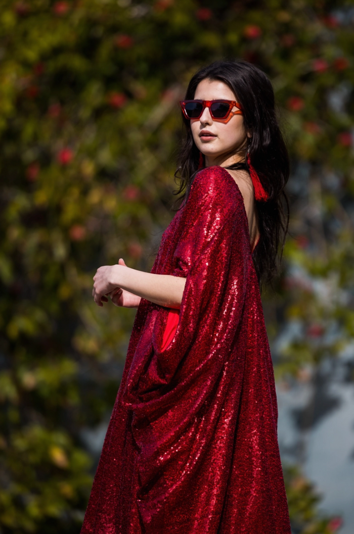 Ruby Red Sequin Kimono One Size Fits Most