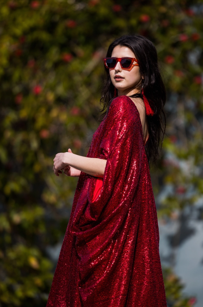 Ruby Red Sequin Kimono One Size Fits Most