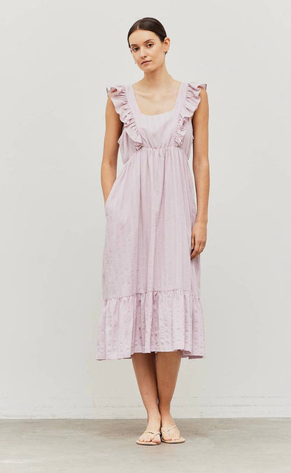 Ruffle Shoulder Empire Waist Dress