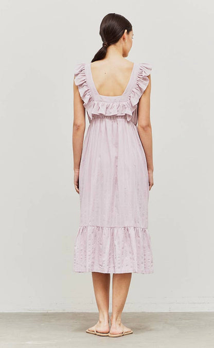 Ruffle Shoulder Empire Waist Dress