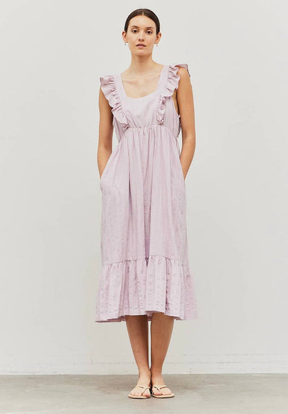 Ruffle Shoulder Empire Waist Dress