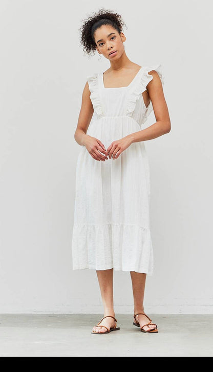 Ruffle Shoulder Empire Waist Dress