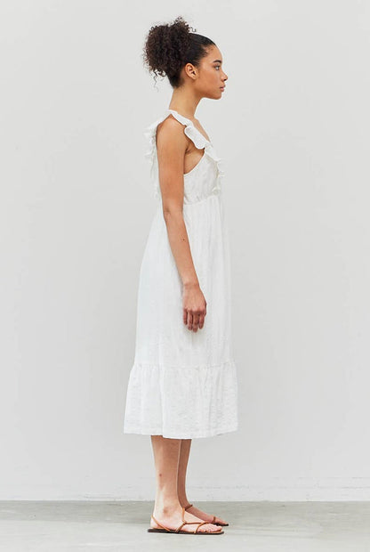 Ruffle Shoulder Empire Waist Dress