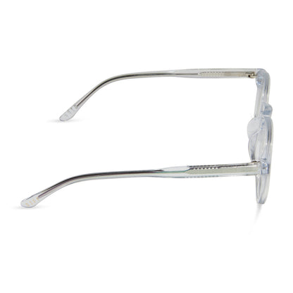 diff eyewear sawyer round prescription glasses with a opalescent turquoise frame side view
